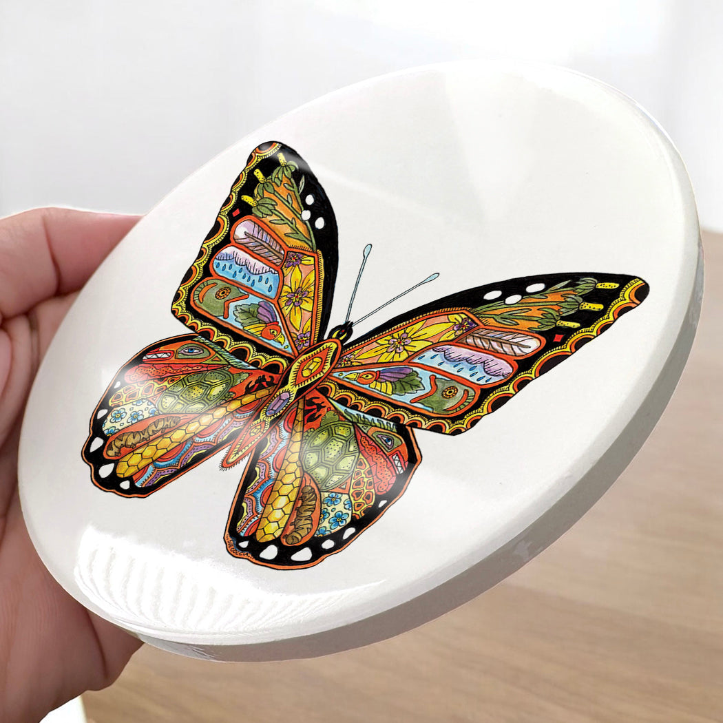 Monarch  Glazed Ceramic Coaster