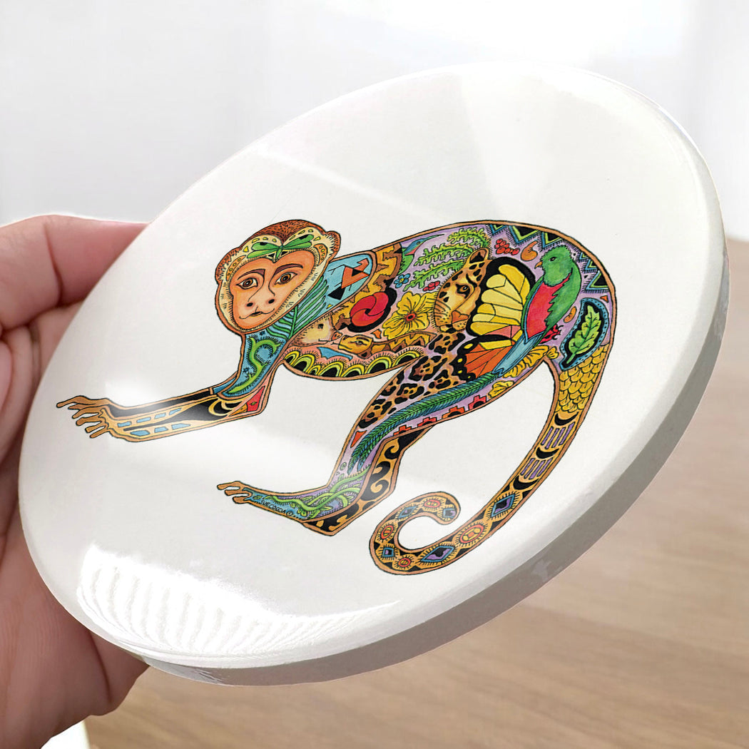 Monkey Glazed Ceramic Coaster