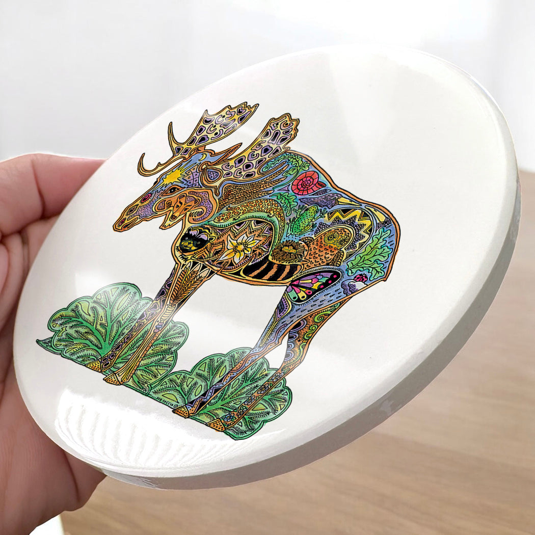 Moose Glazed Ceramic Coaster