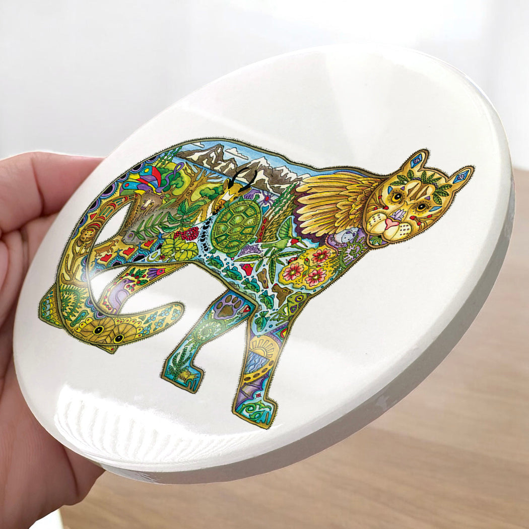 Mountain Lion Glazed Ceramic Coaster