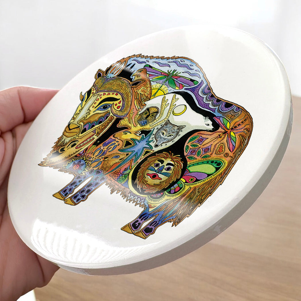 Musk Ox Glazed Ceramic Coaster