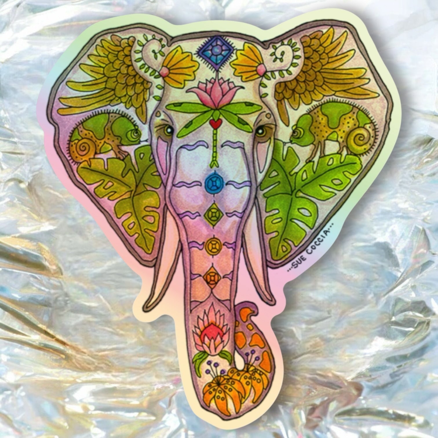 Elephant Mabula Head Holographic Sticker