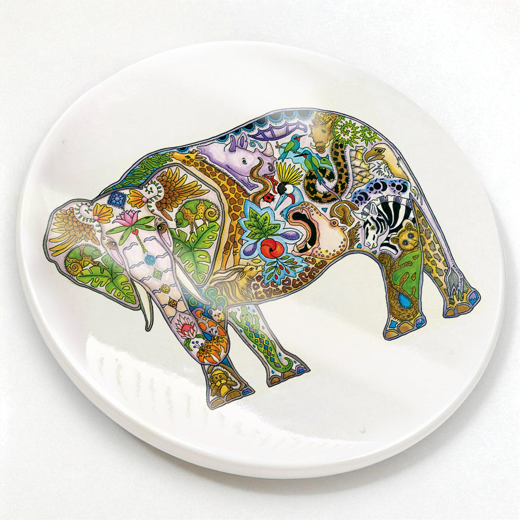 Mabula Elephant Glazed Ceramic Coaster