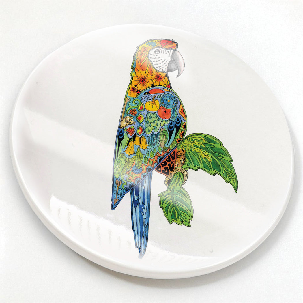Macaw Glazed Ceramic Coaster