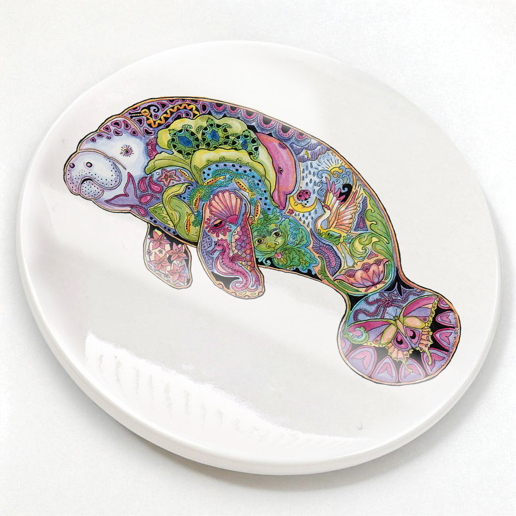 Manatee Glazed Ceramic Coaster