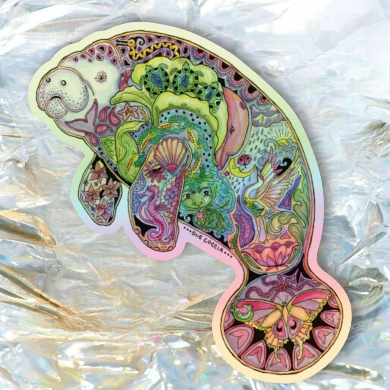 Manatee Holographic Sticker