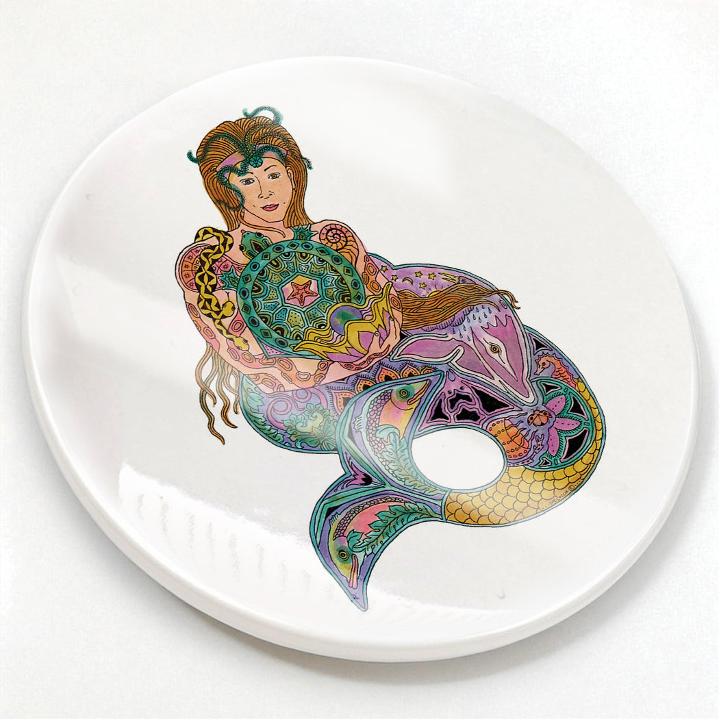 Mermaid Glazed Ceramic Coaster