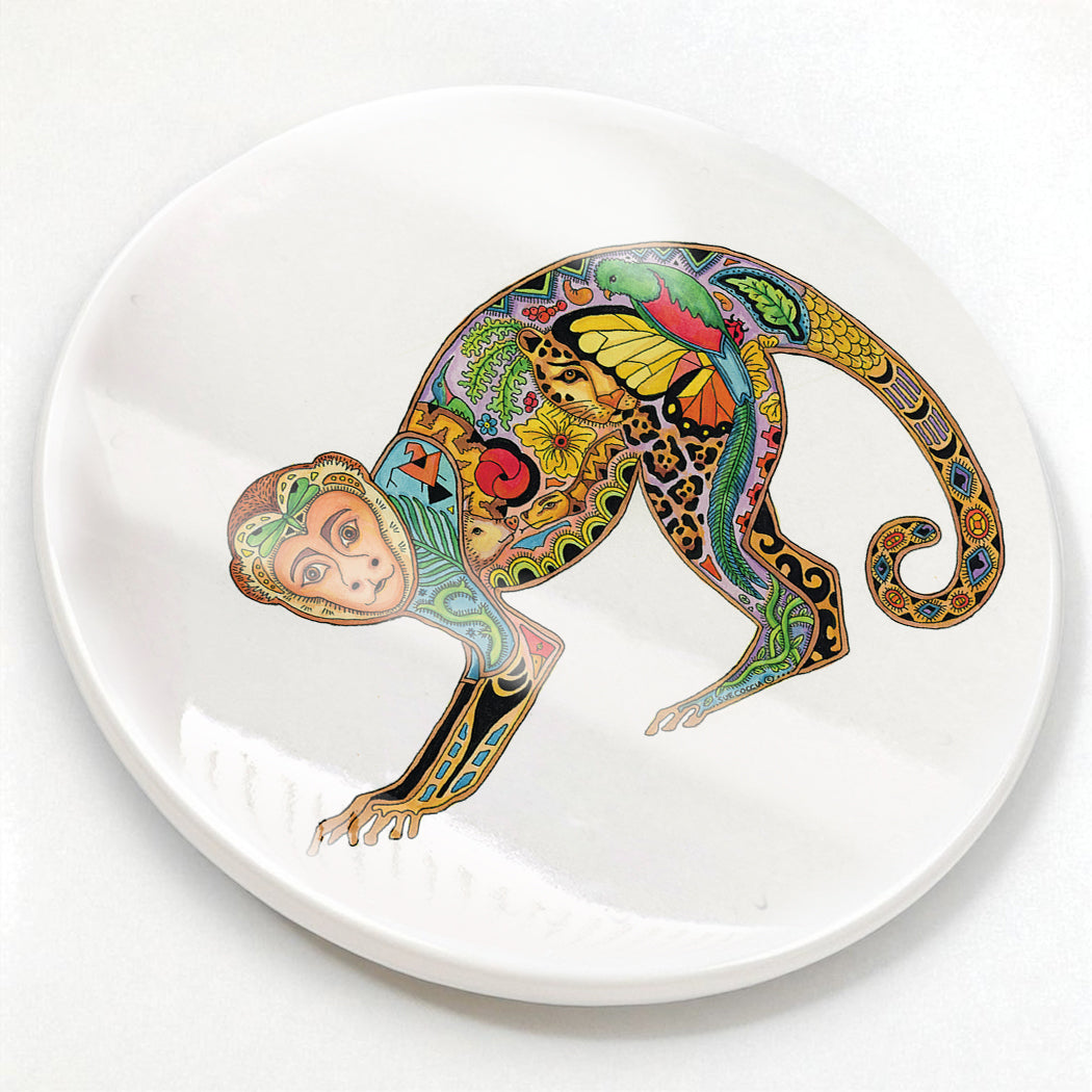 Monkey Glazed Ceramic Coaster