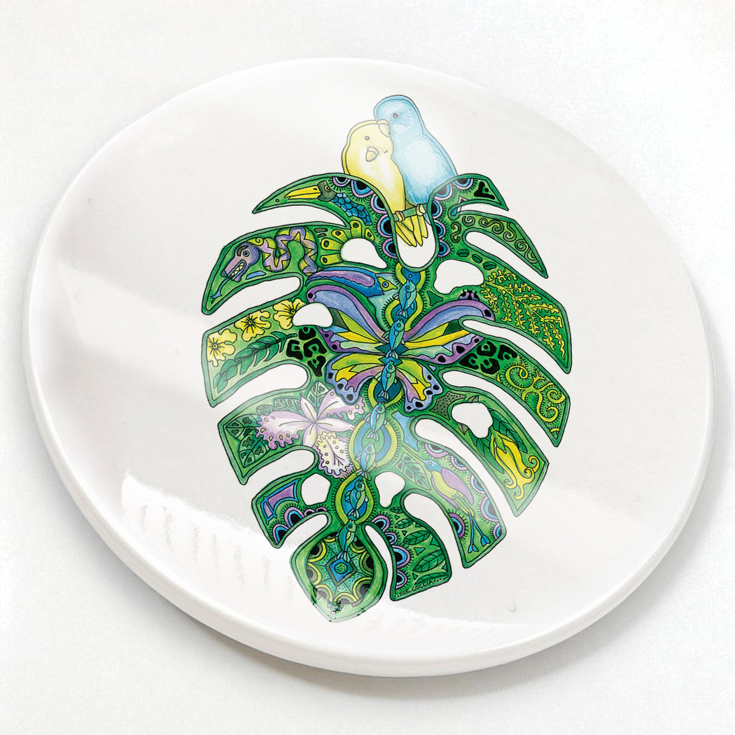 Monstera Glazed Ceramic Coaster