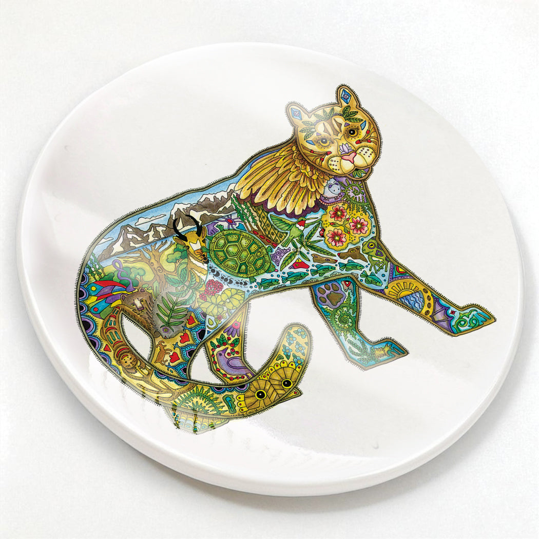 Mountain Lion Glazed Ceramic Coaster