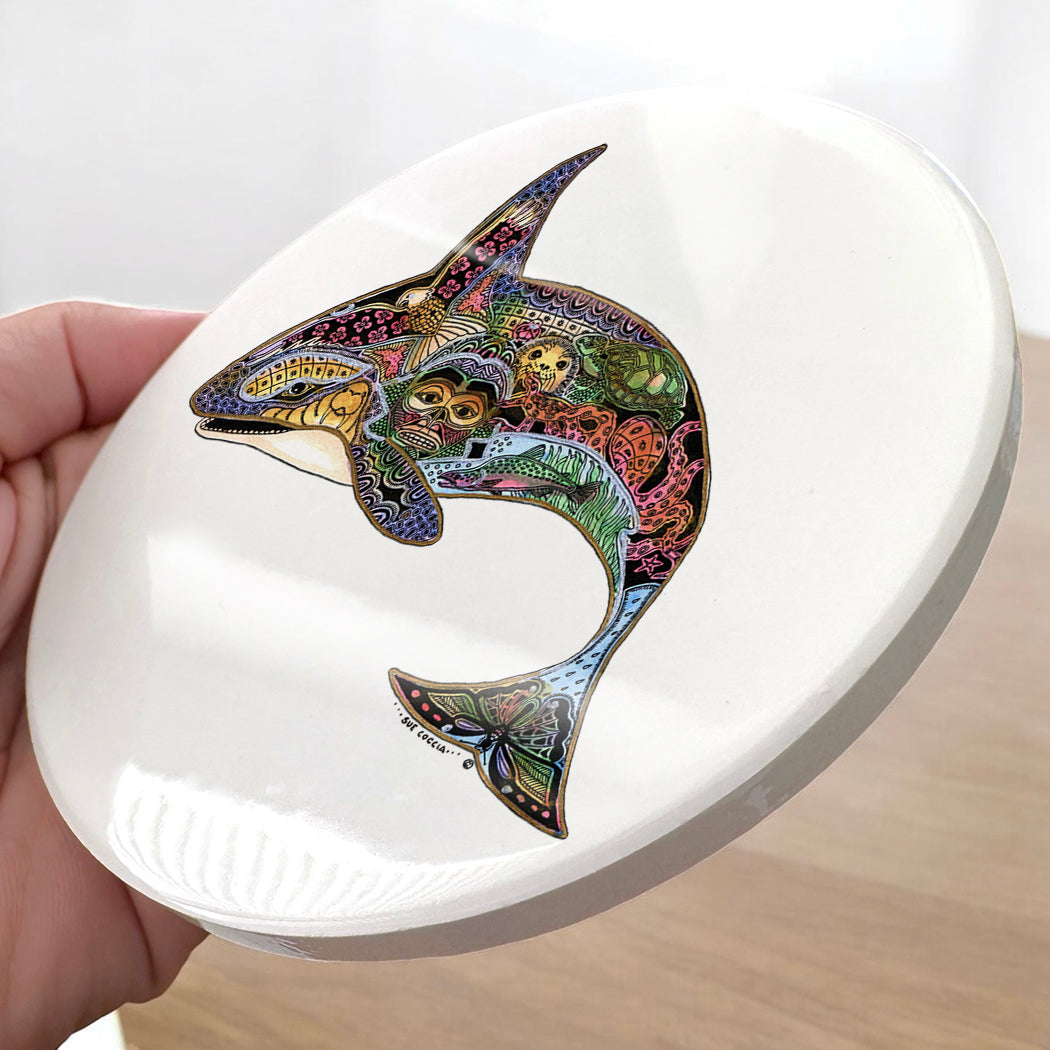 Orca Glazed Ceramic Coaster