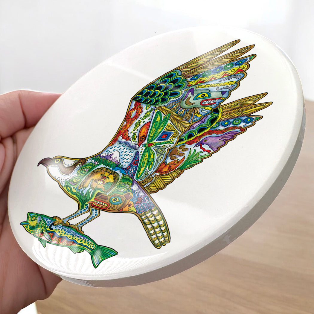 Osprey Glazed Ceramic Coaster