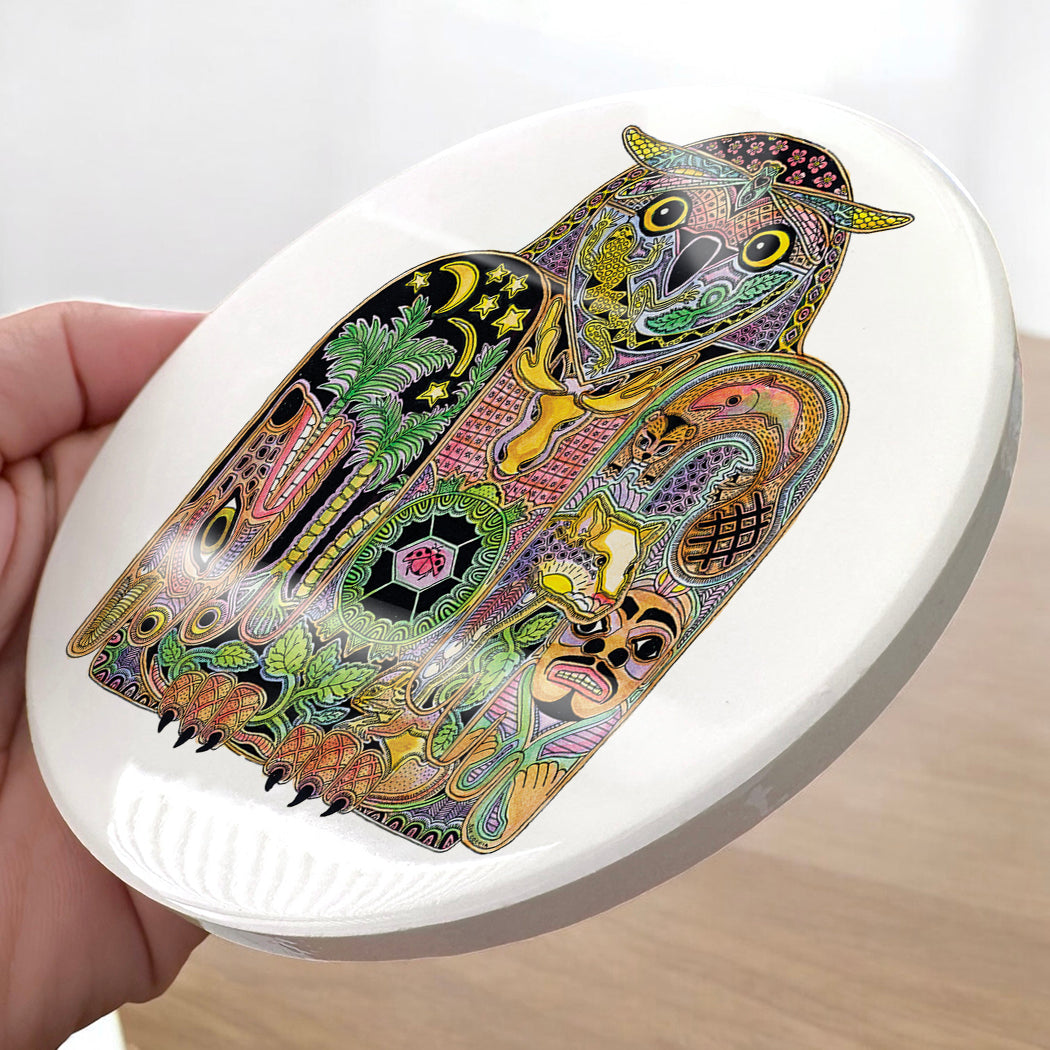 Owl Glazed Ceramic Coaster