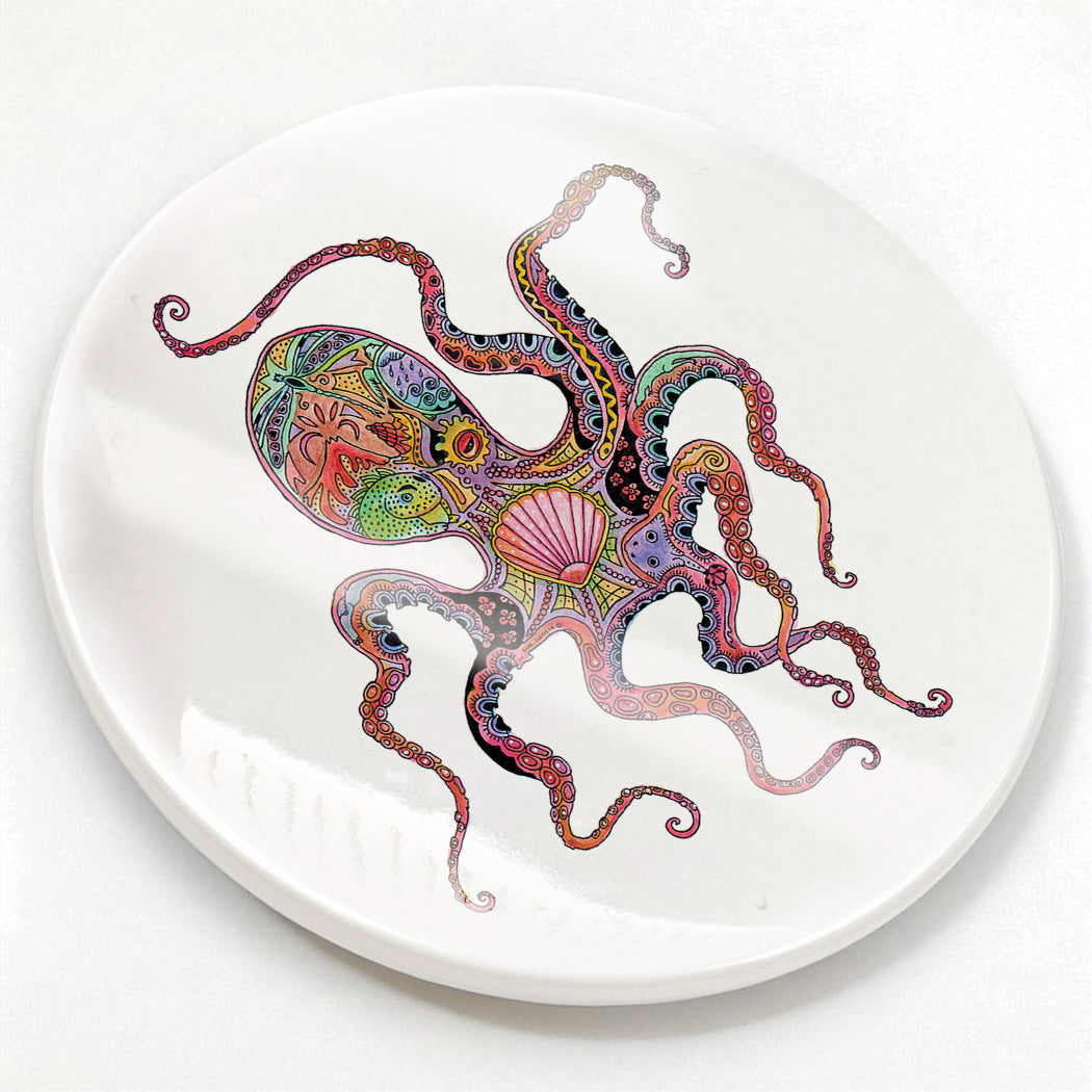 Octopus Glazed Ceramic Coaster