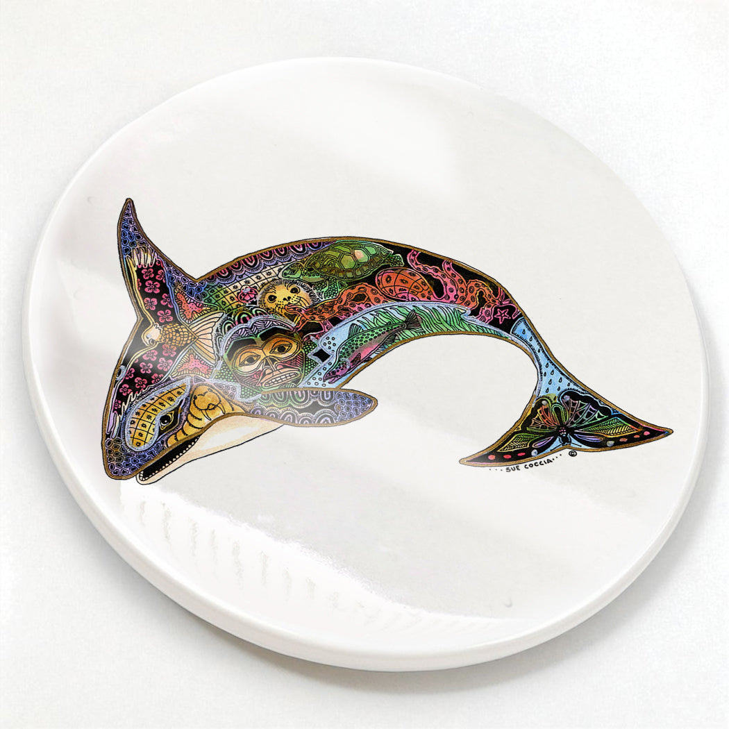 Orca Glazed Ceramic Coaster