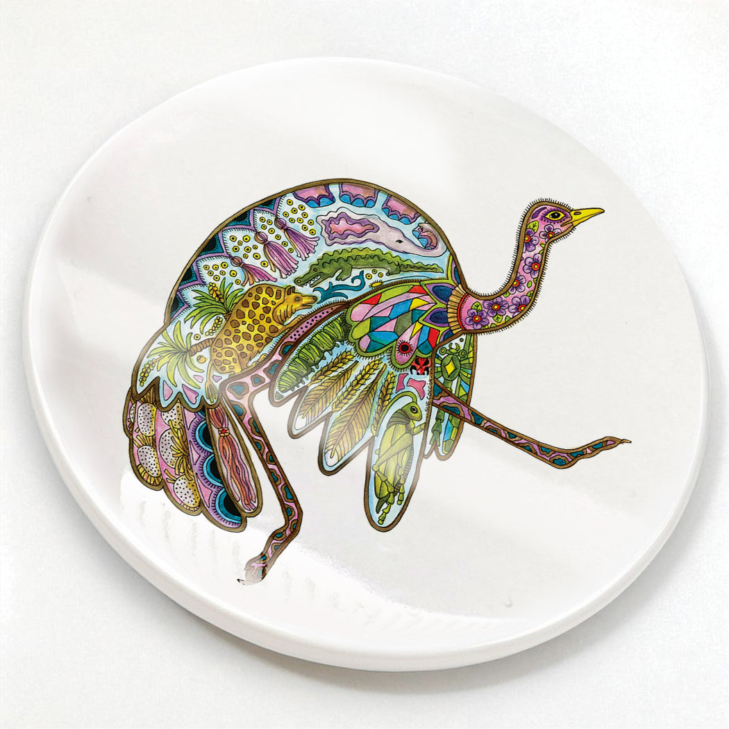 Ostrich Glazed Ceramic Coaster