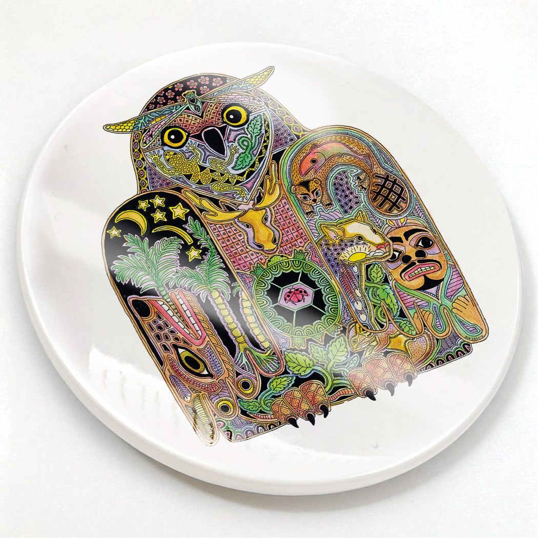 Owl Glazed Ceramic Coaster