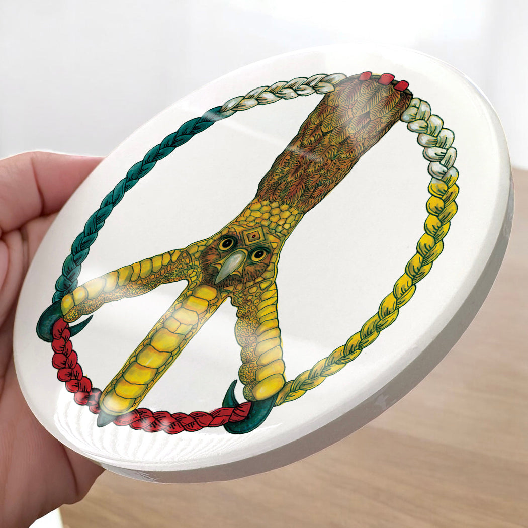 Peace Eagle Glazed Ceramic Coaster