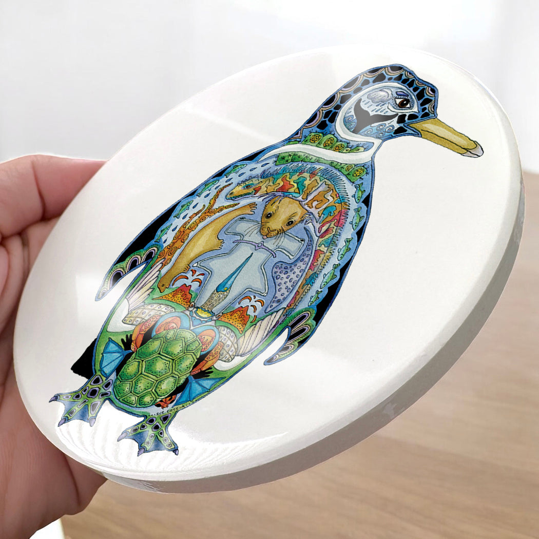 Penguin Glazed Ceramic Coaster