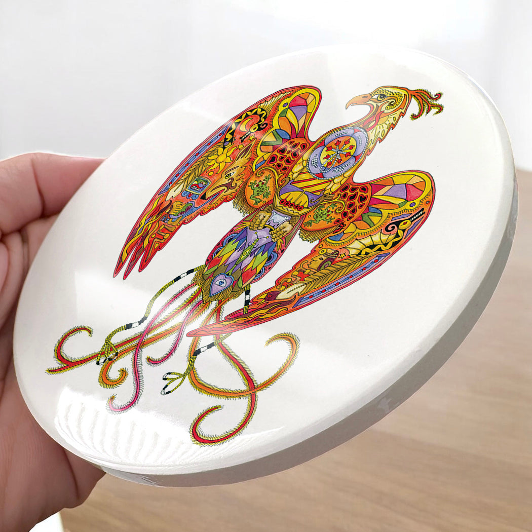 Phoenix Glazed Ceramic Coaster