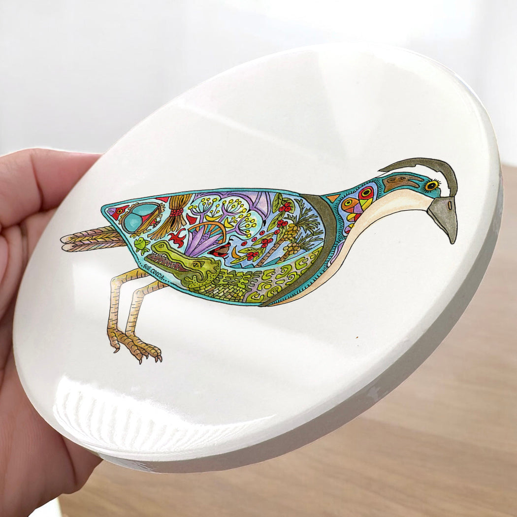 Egyptian Plover Glazed Ceramic Coaster