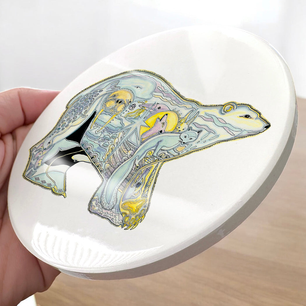 Polar bear Glazed Ceramic Coaster