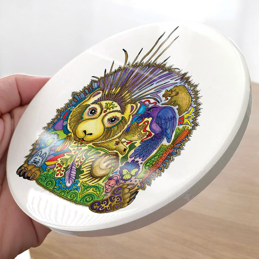 Porcupine Glazed Ceramic Coaster