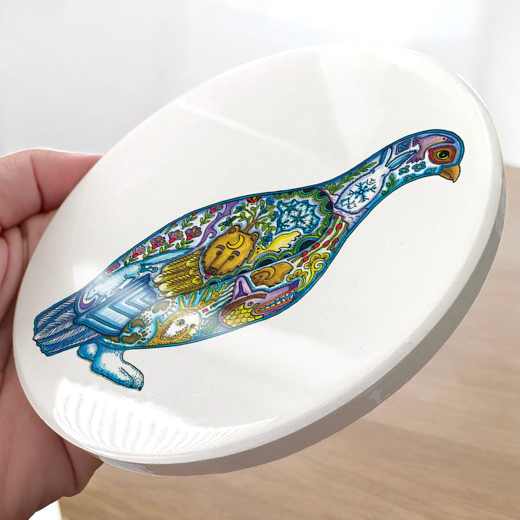 Ptarmigan Glazed Ceramic Coaster