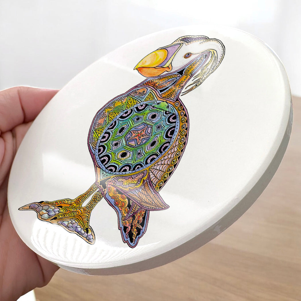 Puffin Glazed Ceramic Coaster