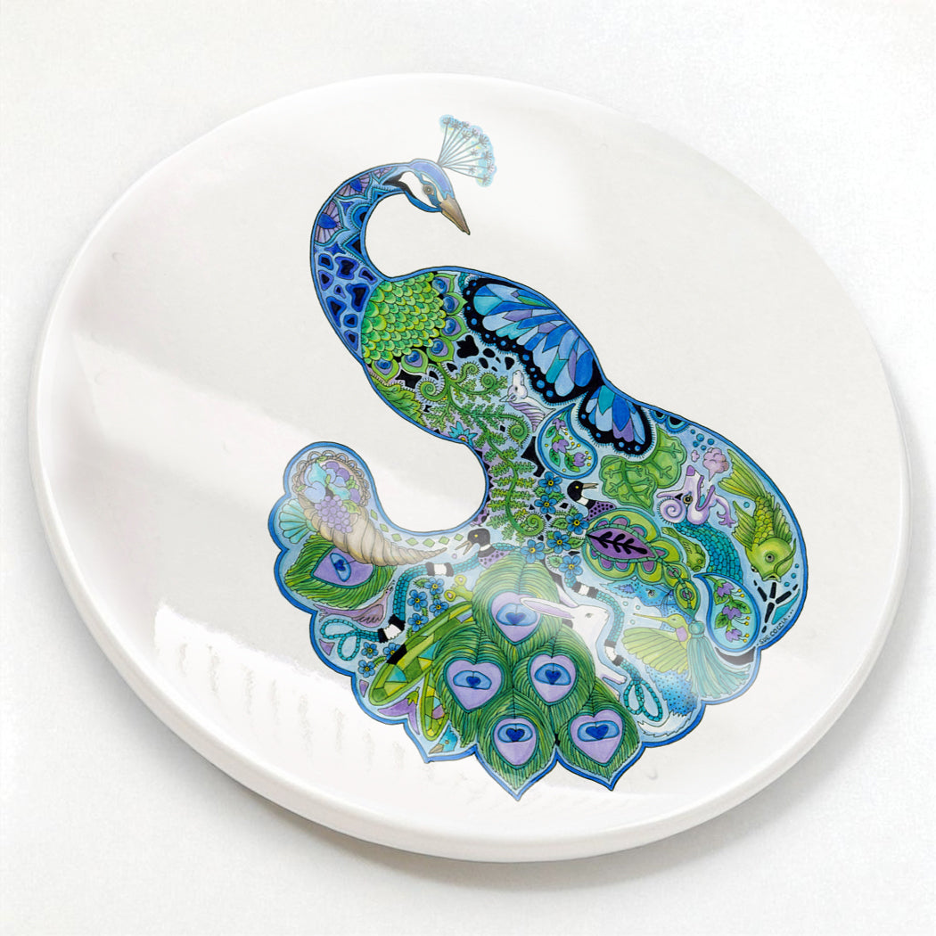 Peacock Glazed Ceramic Coaster