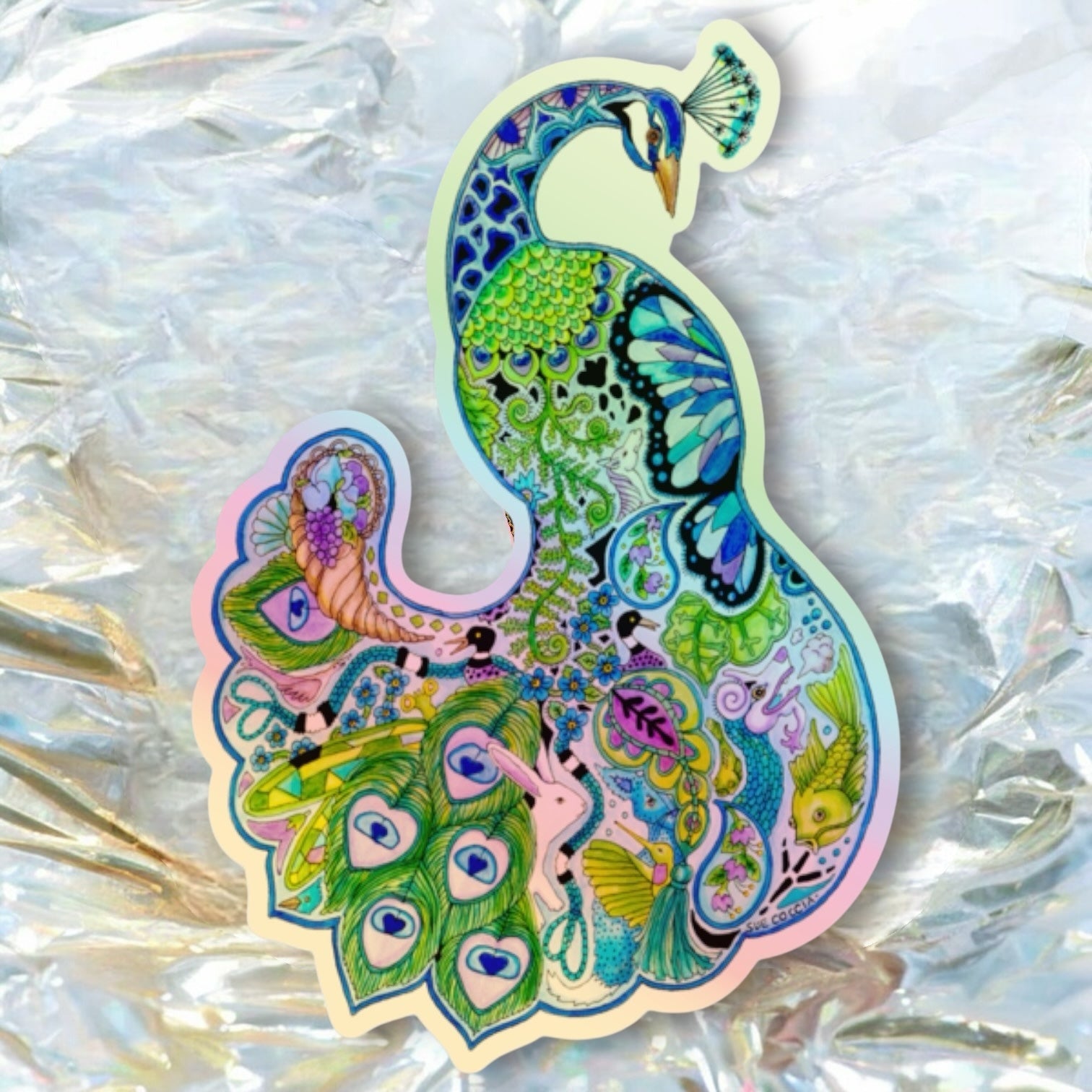 Peacock Holographic Sticker