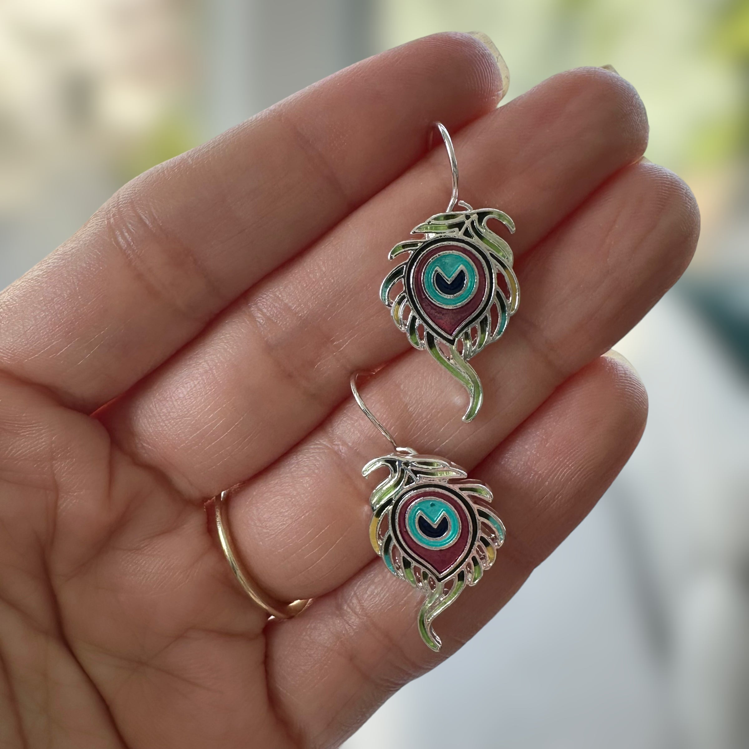 Peacock Feather Earrings - Pin - Pendant