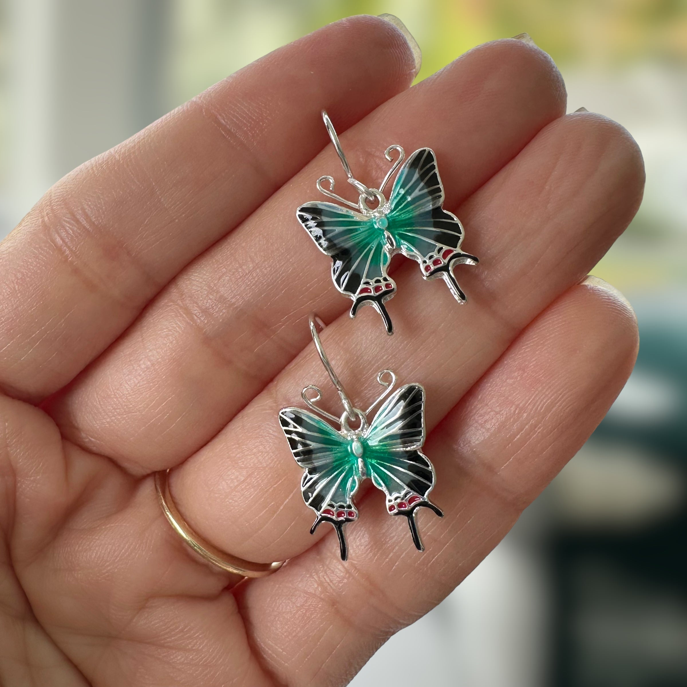 Hewitson's Hairstreak Butterfly Earrings - Pendant