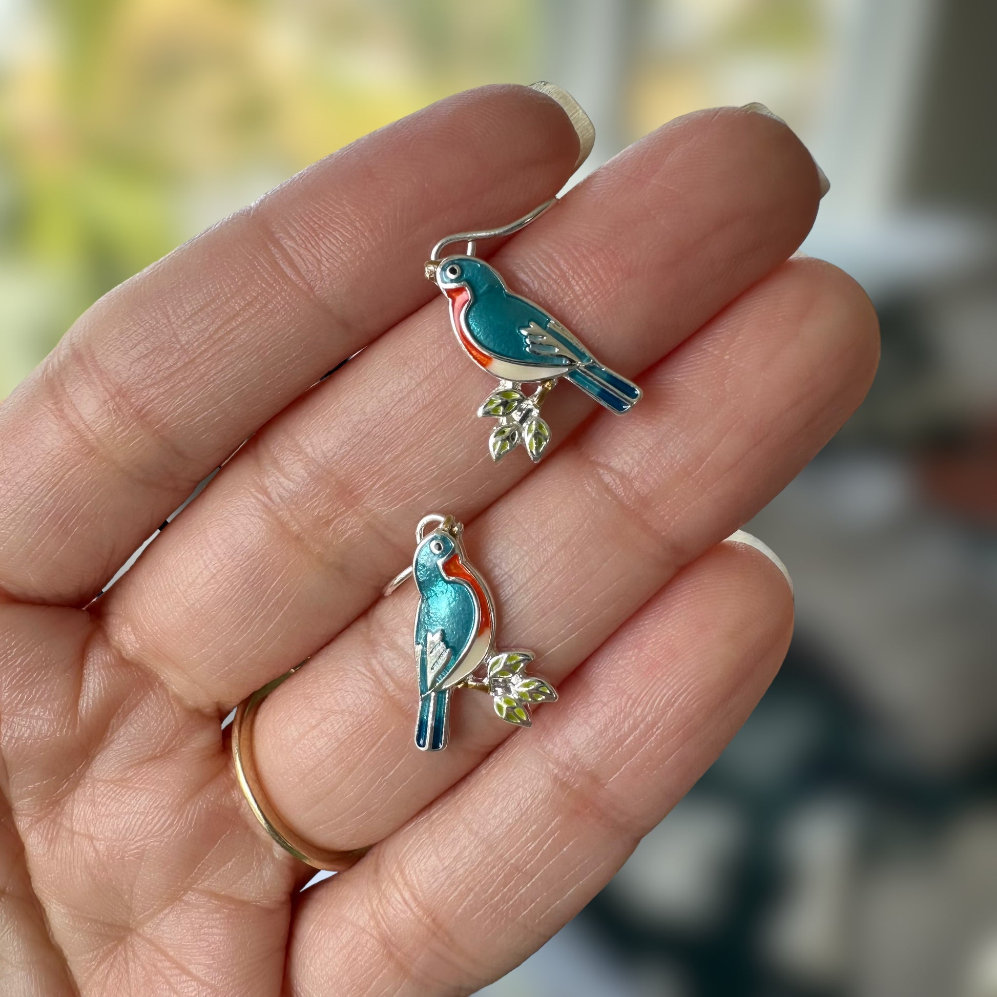 Signing Bluebird Earrings