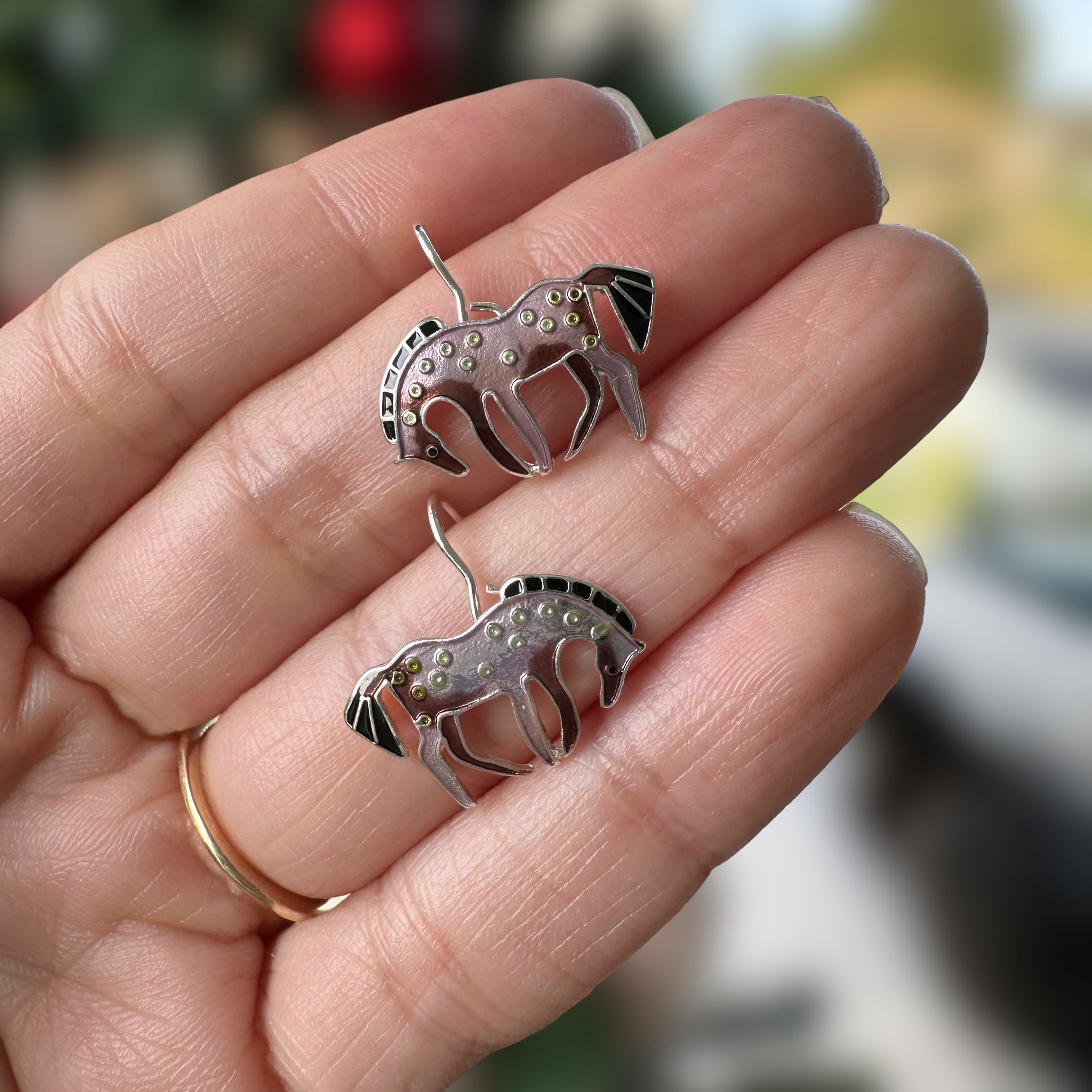 Purple Prancer Horse Earrings - Pin