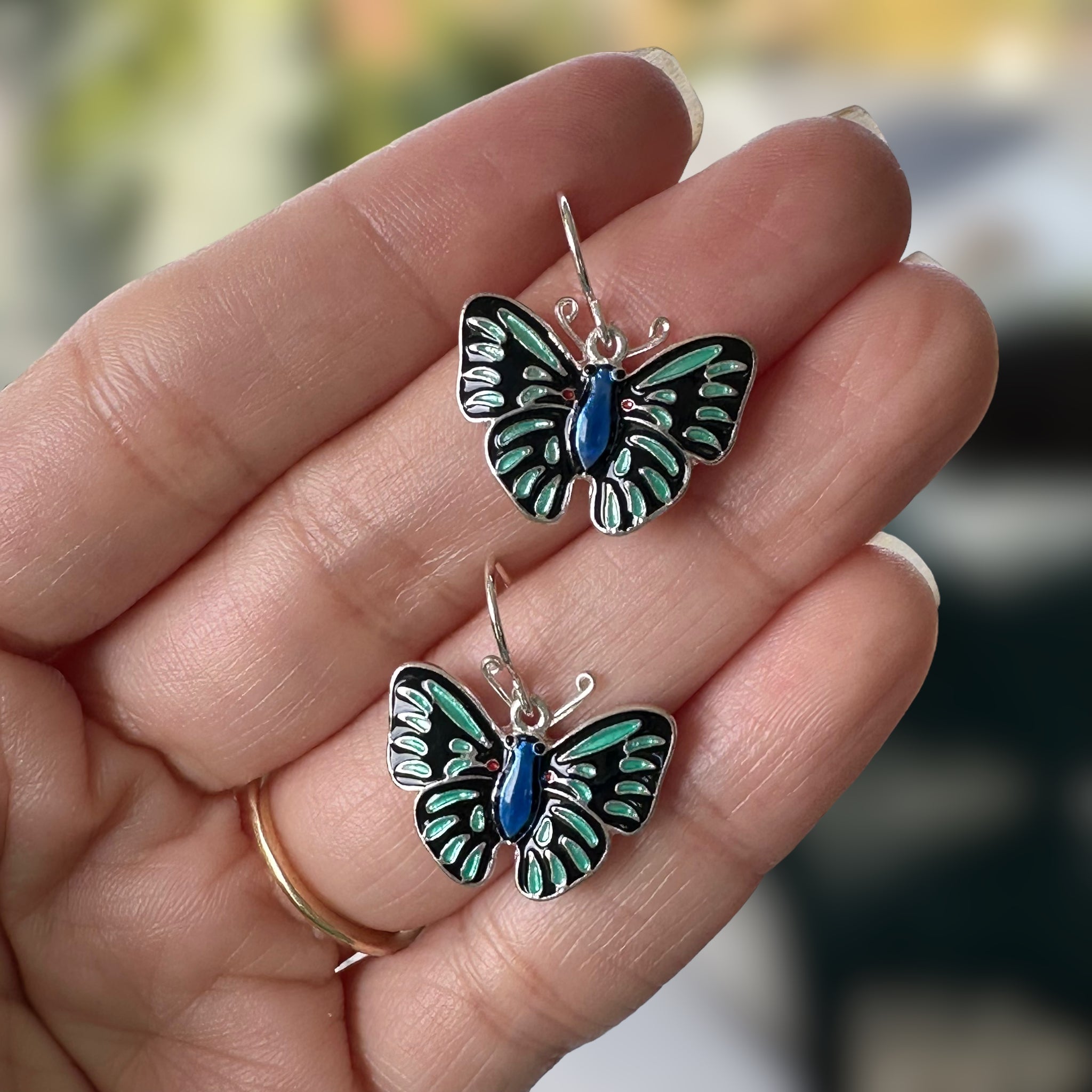 Blue Sapphire Butterfly Stud Earring