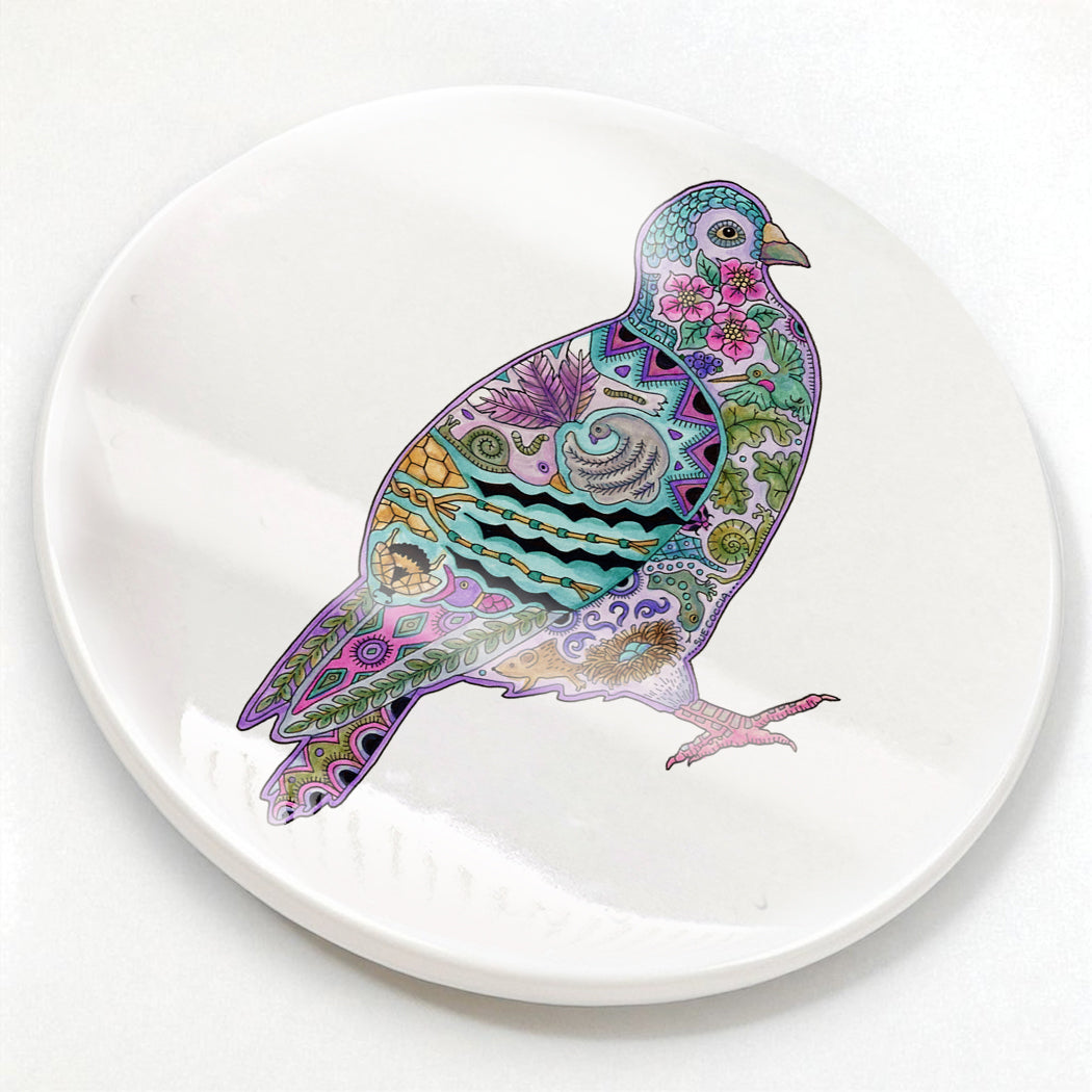 Pigeon Glazed Ceramic Coaster