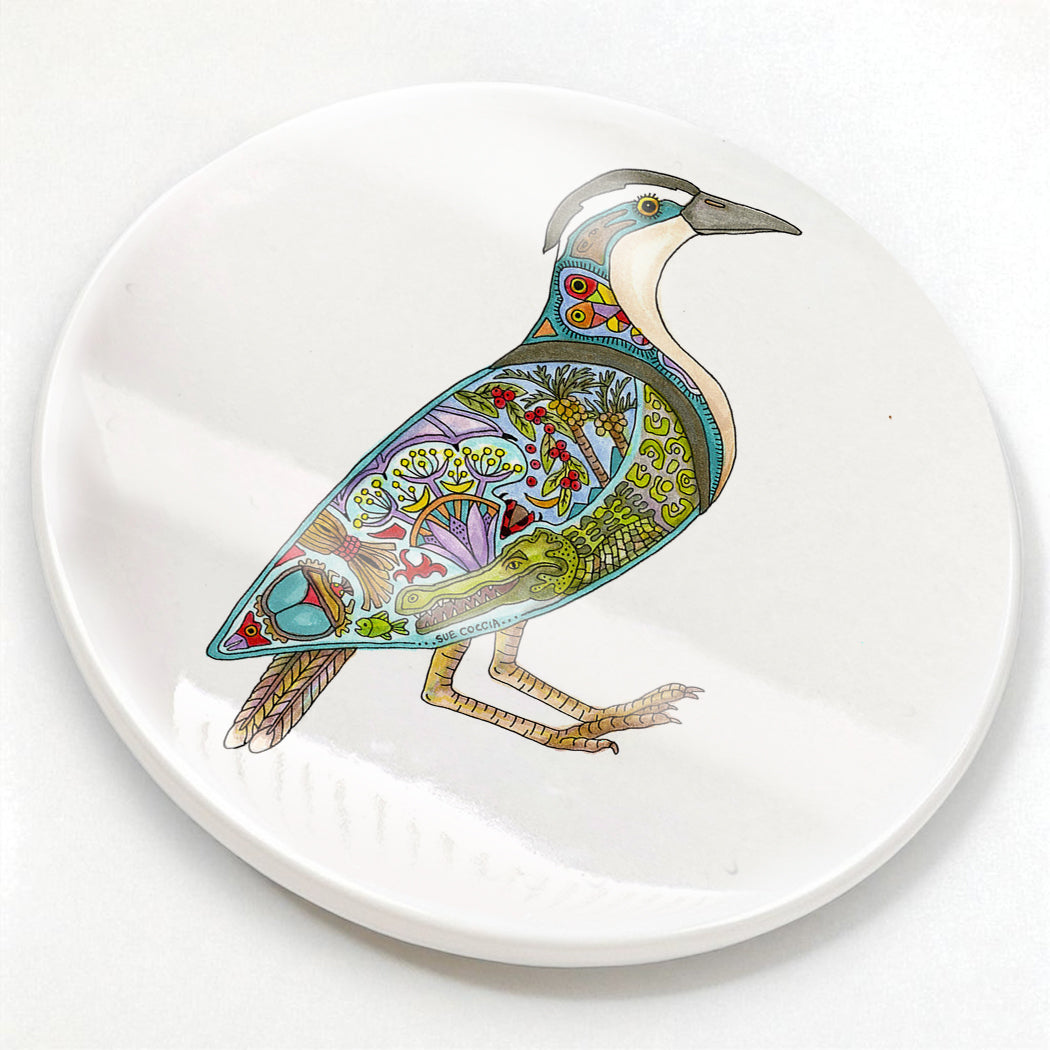 Egyptian Plover Glazed Ceramic Coaster