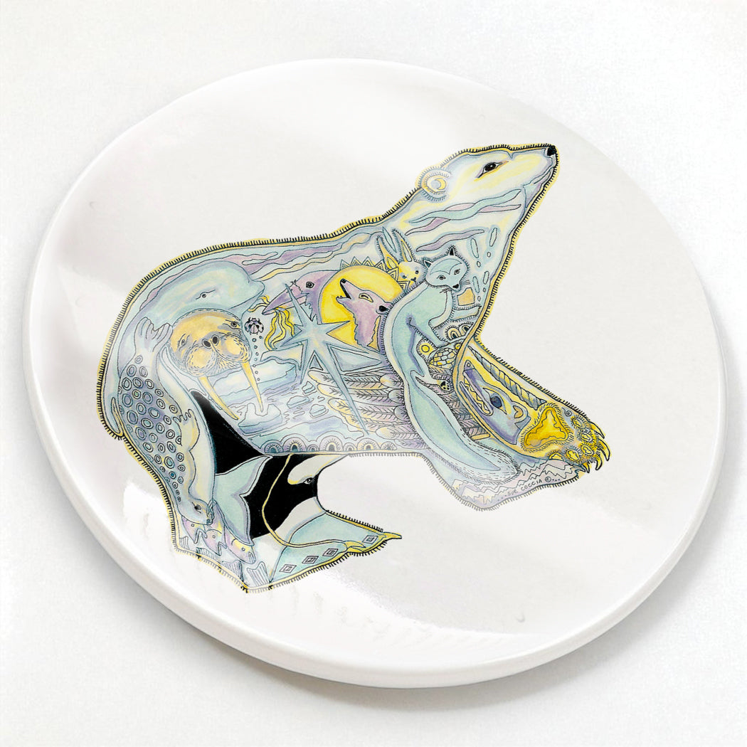 Polar bear Glazed Ceramic Coaster