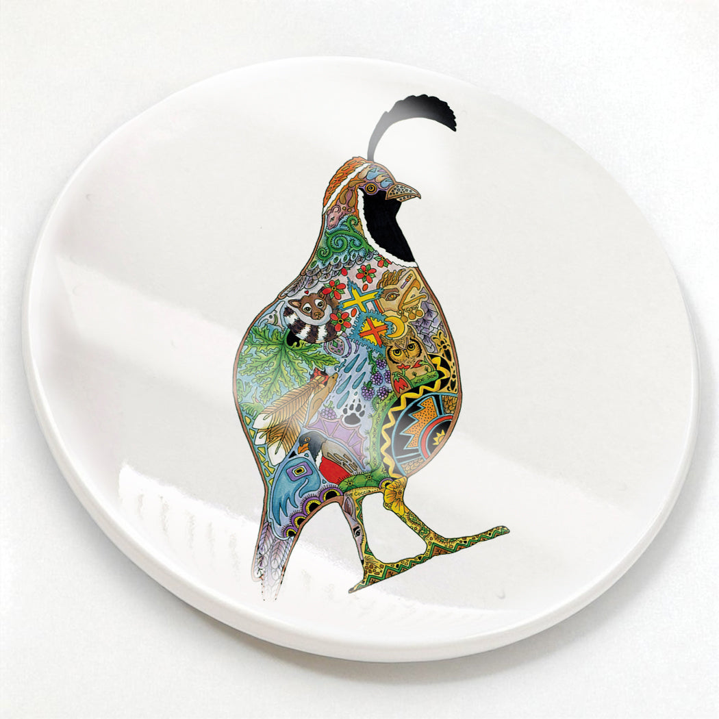 Quail Glazed Ceramic Coaster