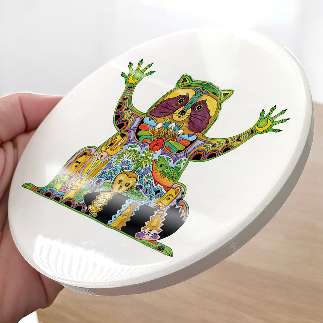 Racoon Glazed Ceramic Coaster