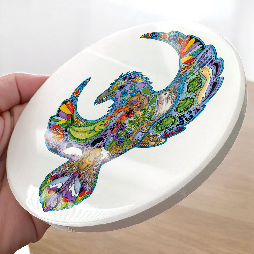 Raven 2 Glazed Ceramic Coaster