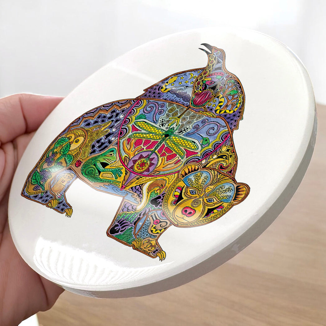 Ravenbear Glazed Ceramic Coaster