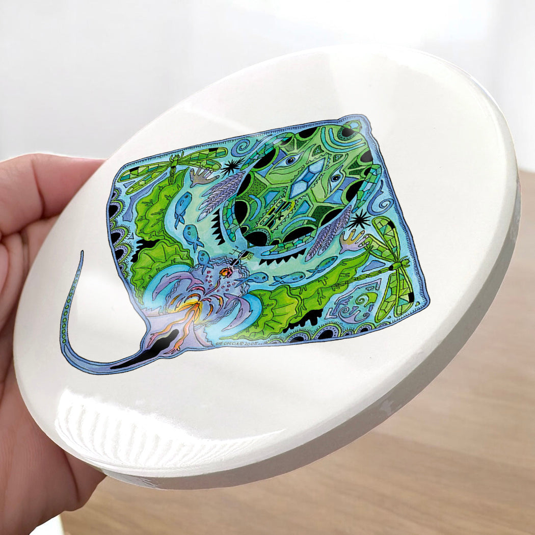 Ray Glazed Ceramic Coaster