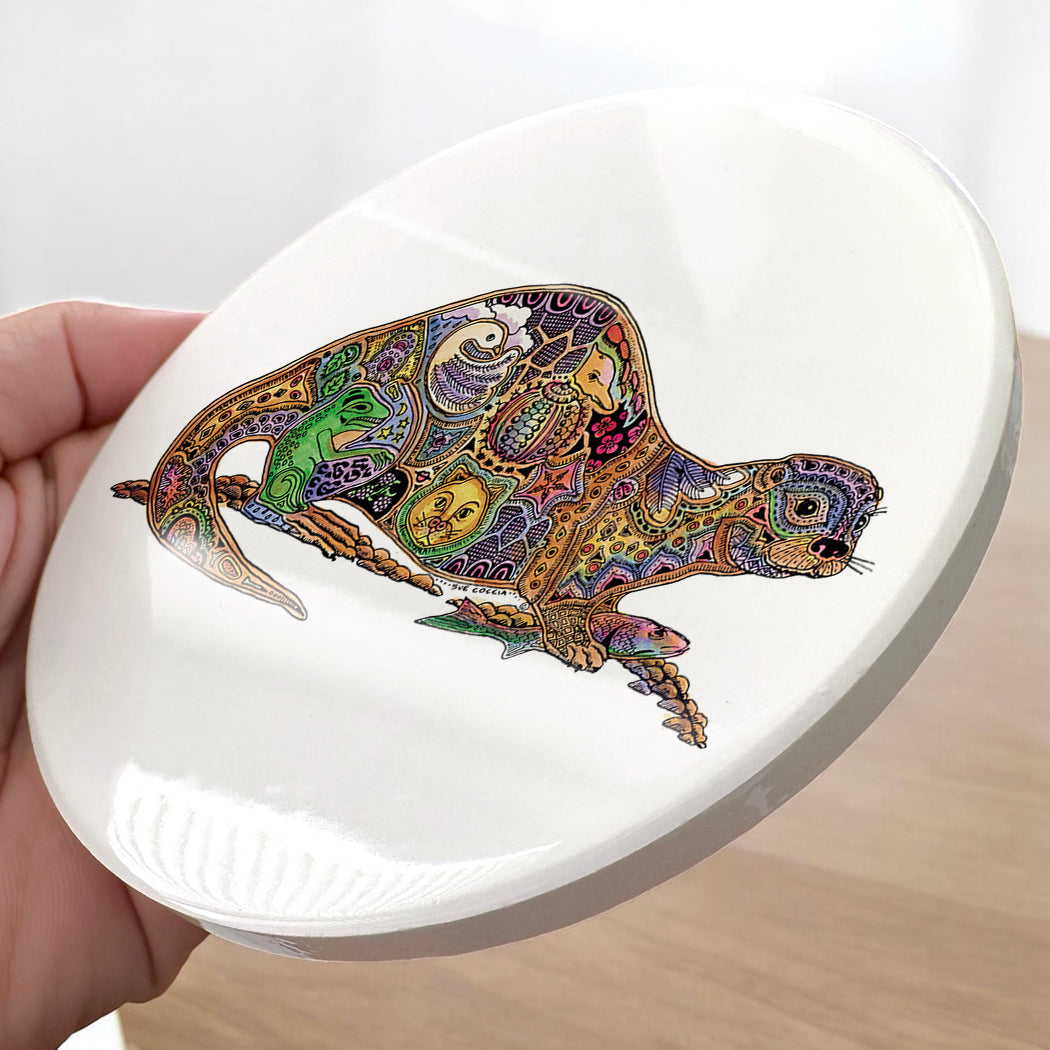 River Otter Glazed Ceramic Coaster