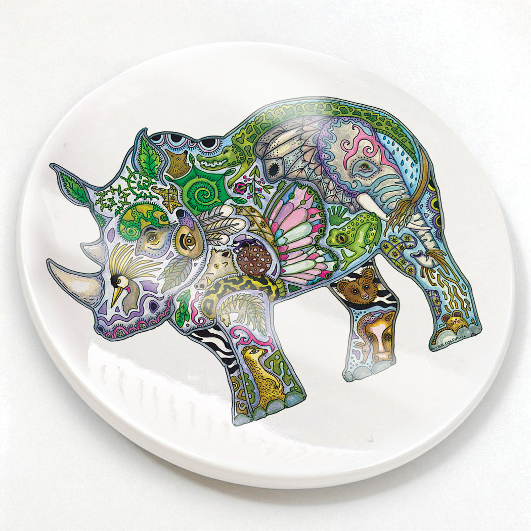 Rhino Glazed Ceramic Coaster