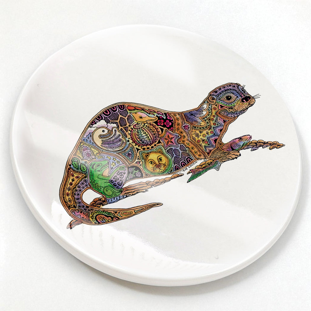 River Otter Glazed Ceramic Coaster