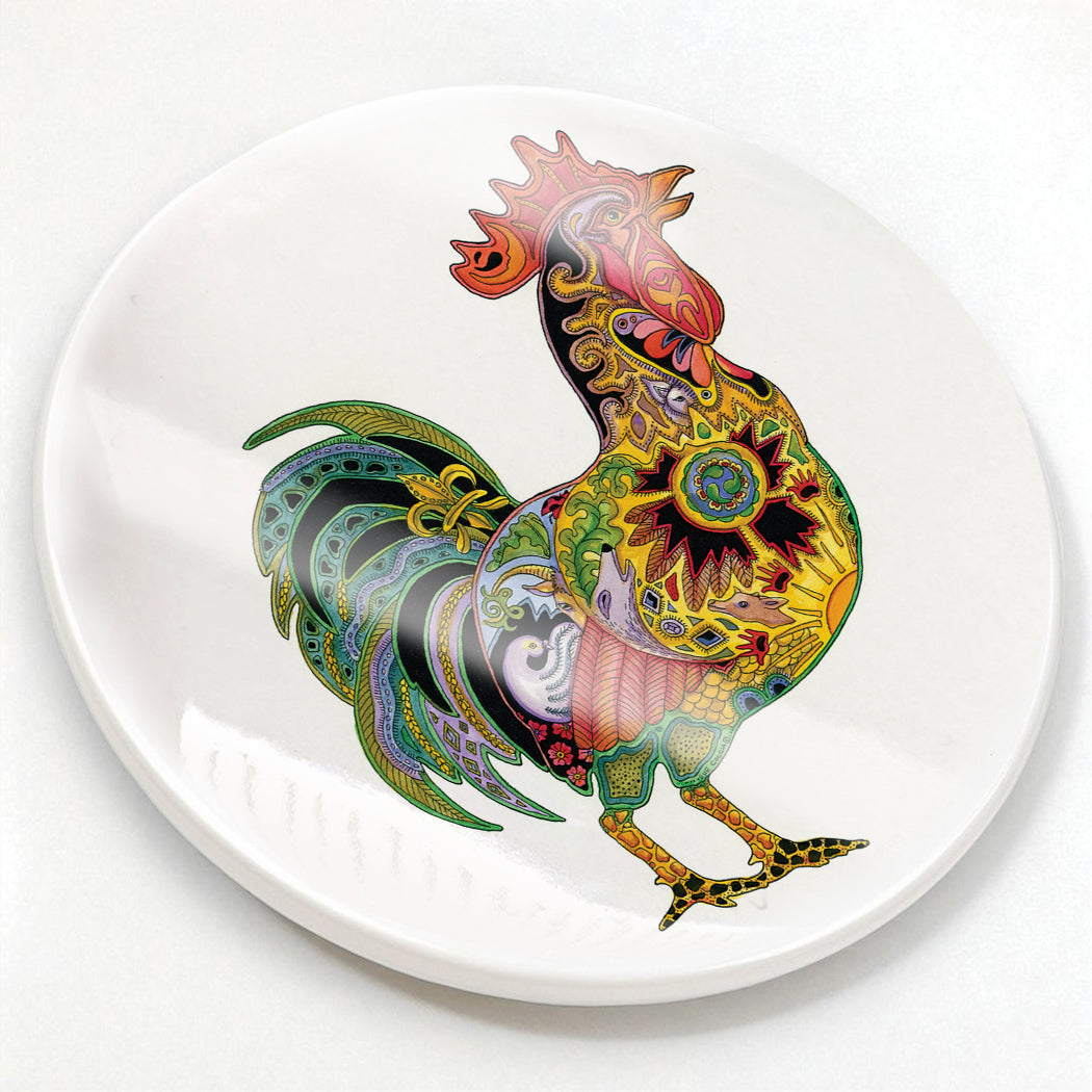 Rooster Glazed Ceramic Coaster