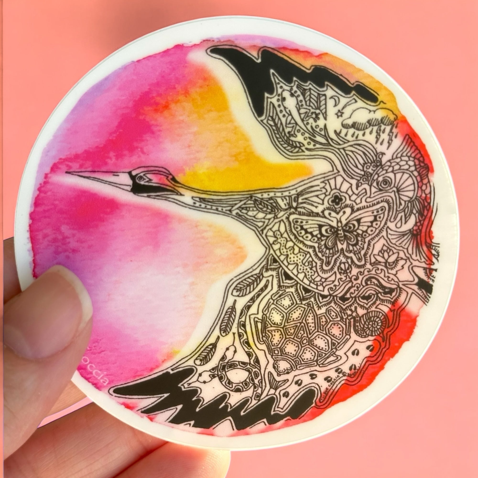 Round Crane Sticker