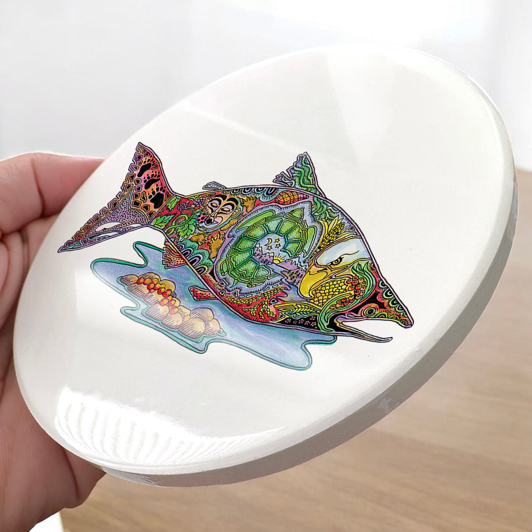 Salmon Glazed Ceramic Coaster